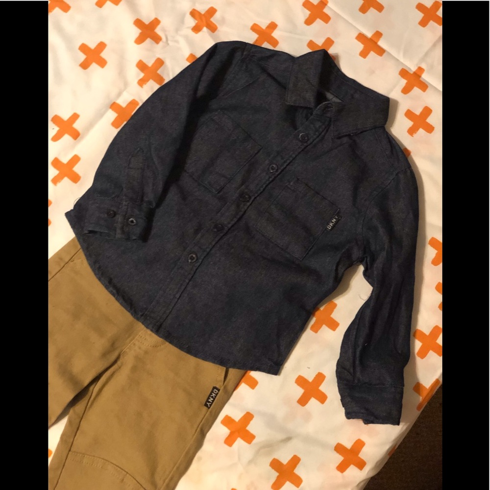 Boys button up shirt and pants set